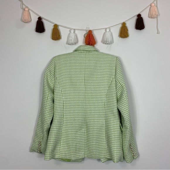NWT House of Harlow 1960 Green White Tweed Double Breasted Blazer Size Medium - Picture 13 of 13